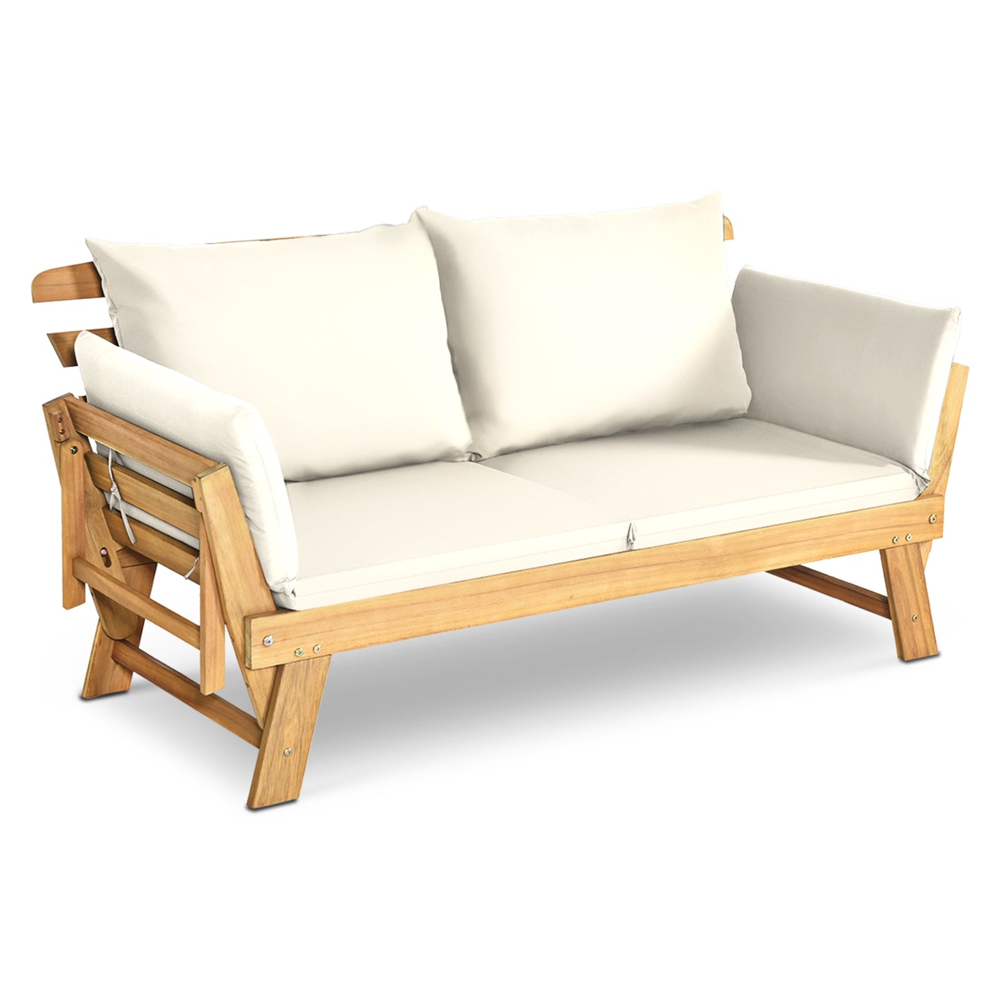 Adjustable Patio Convertible Sofa, Thick Cushion, White Outdoor Benches at Gallery Canada