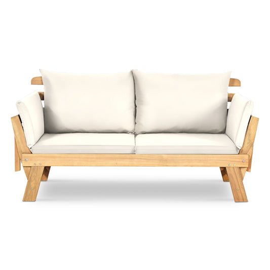 Adjustable  Patio Convertible Sofa with Thick Cushion, White at Gallery Canada