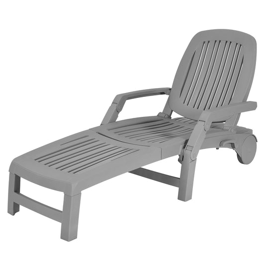 Adjustable Patio Sun Lounger with Weather Resistant Wheels, Gray at Gallery Canada
