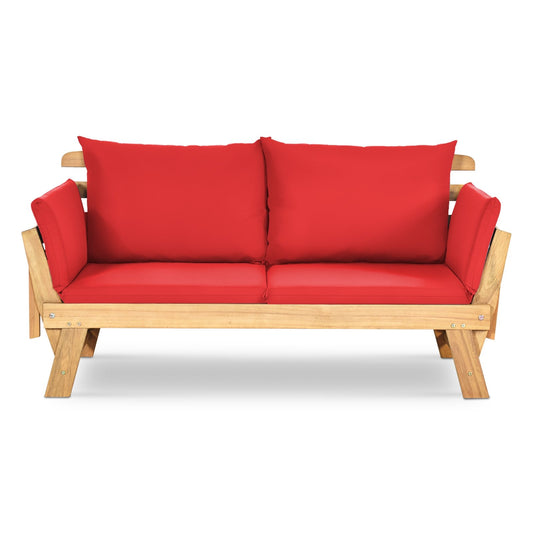 Adjustable Patio Convertible Sofa with Thick Cushion, Red at Gallery Canada