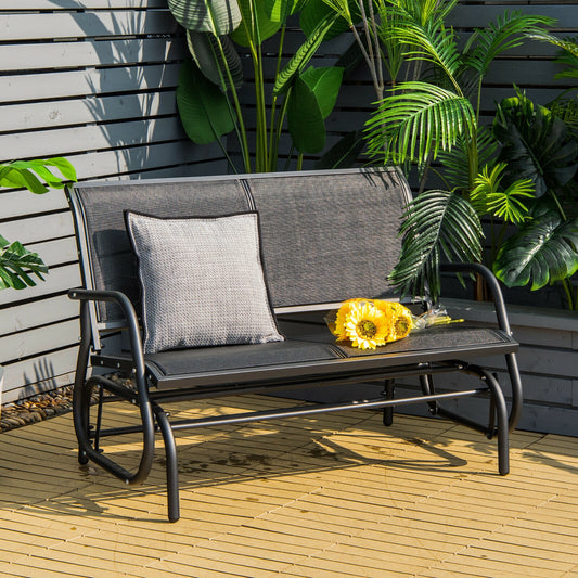 Swing Glider Chair 48 Inch, Loveseat Rocker, Backyard Lounge, Black