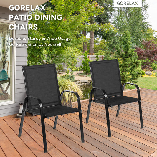 2 Pieces Patio Outdoor Dining Chair with Armrest, Black Patio Dining Chairs Black at Gallery Canada