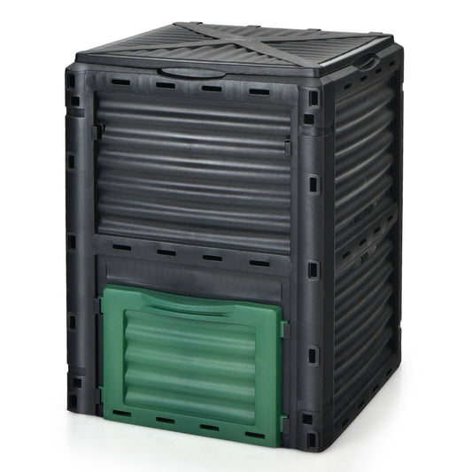 80-Gallon Outdoor Composter with Large Openable Lid and Bottom Exit Door, Black
