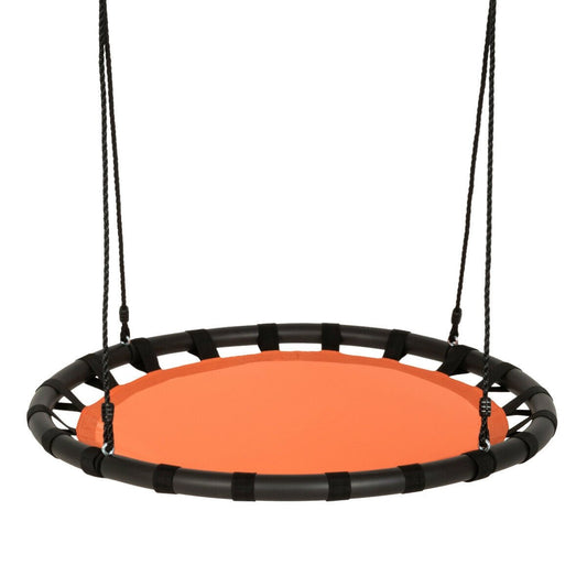 40" Kids Play Multi-Color Flying Saucer Tree Swing Set with Adjustable Heights, Orange