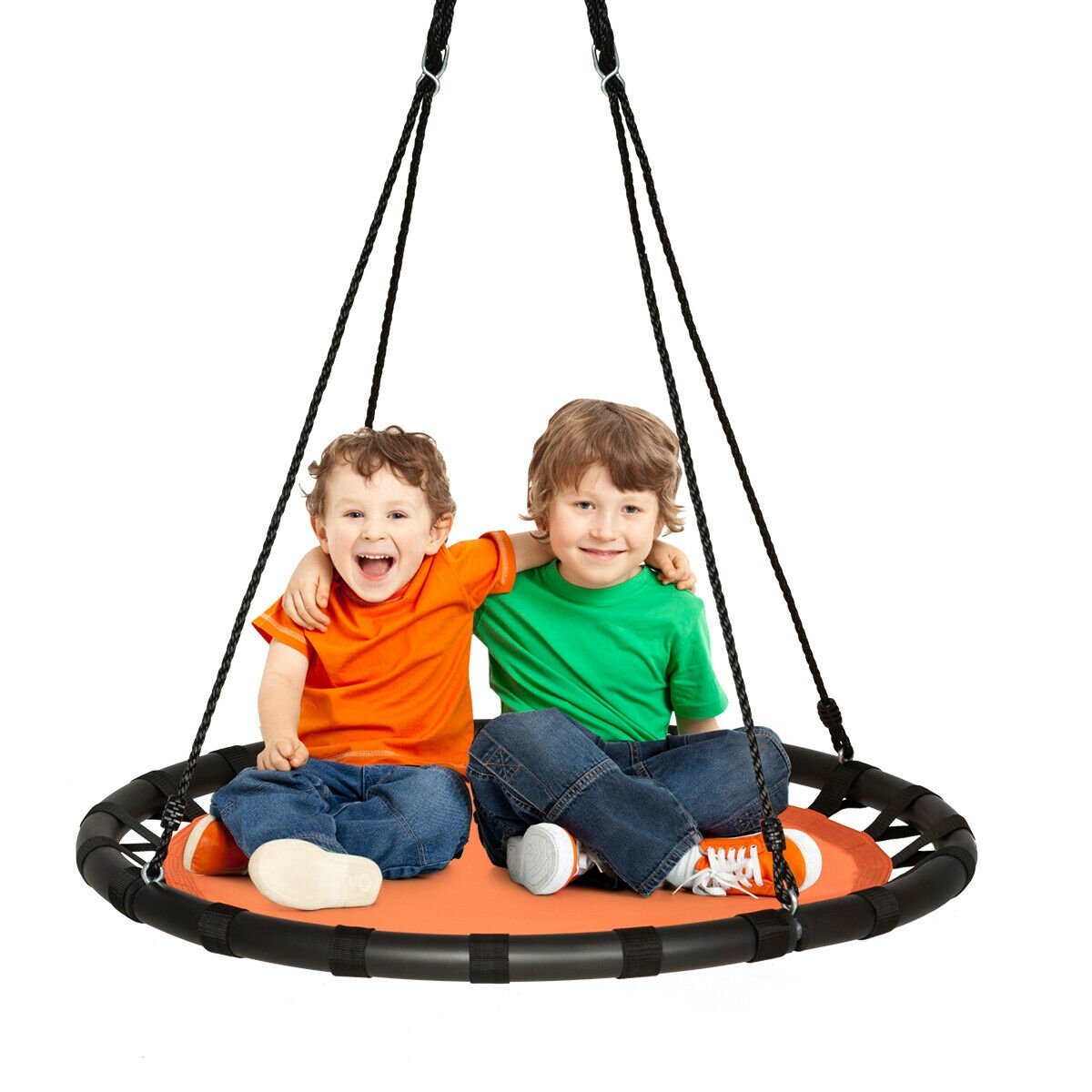 40" Kids Play Multi-Color Flying Saucer Tree Swing Set with Adjustable Heights, Orange at Gallery Canada