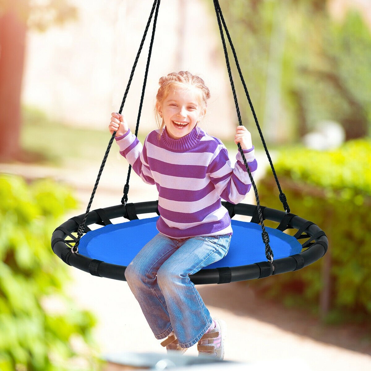 40" Flying Saucer Round Swing Kids Play Set, Blue at Gallery Canada