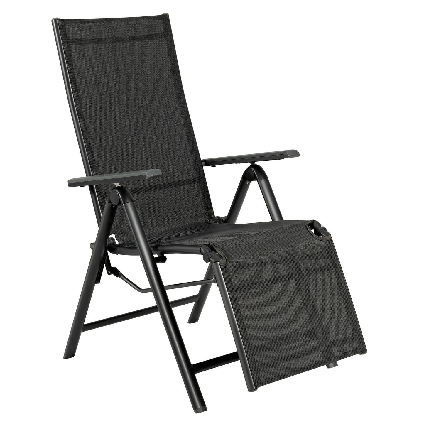 Aluminum Frame Outdoor Foldable Reclining Chair, Gray at Gallery Canada