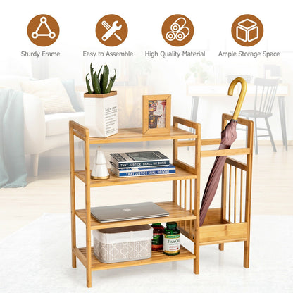 4-Tier Bamboo Shoe Rack Organiser with Umbrella Holder, Natural at Gallery Canada