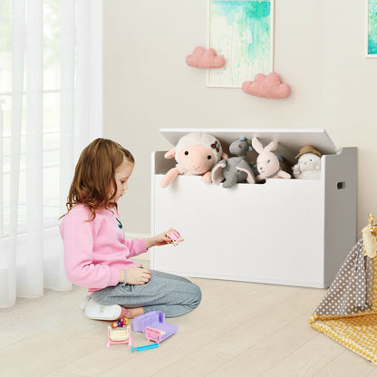Kids Toy Wooden Flip-top Storage Box Chest Bench with Cushion Hinge, White at Gallery Canada