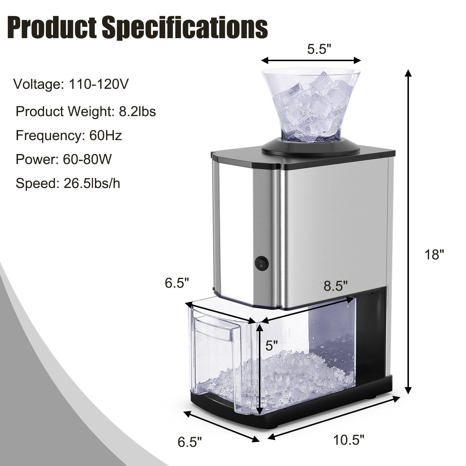 Electric Stainless Steel Professional Ice Crusher, Gray at Gallery Canada