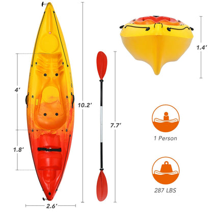 Single Sit-on-Top Kayak with Detachable Aluminum Paddle, Yellow at Gallery Canada
