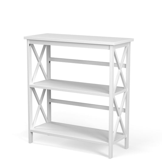 3-Tier Multi-Functional Storage Shelf Units Wooden Open Bookcase and Bookshelf, White