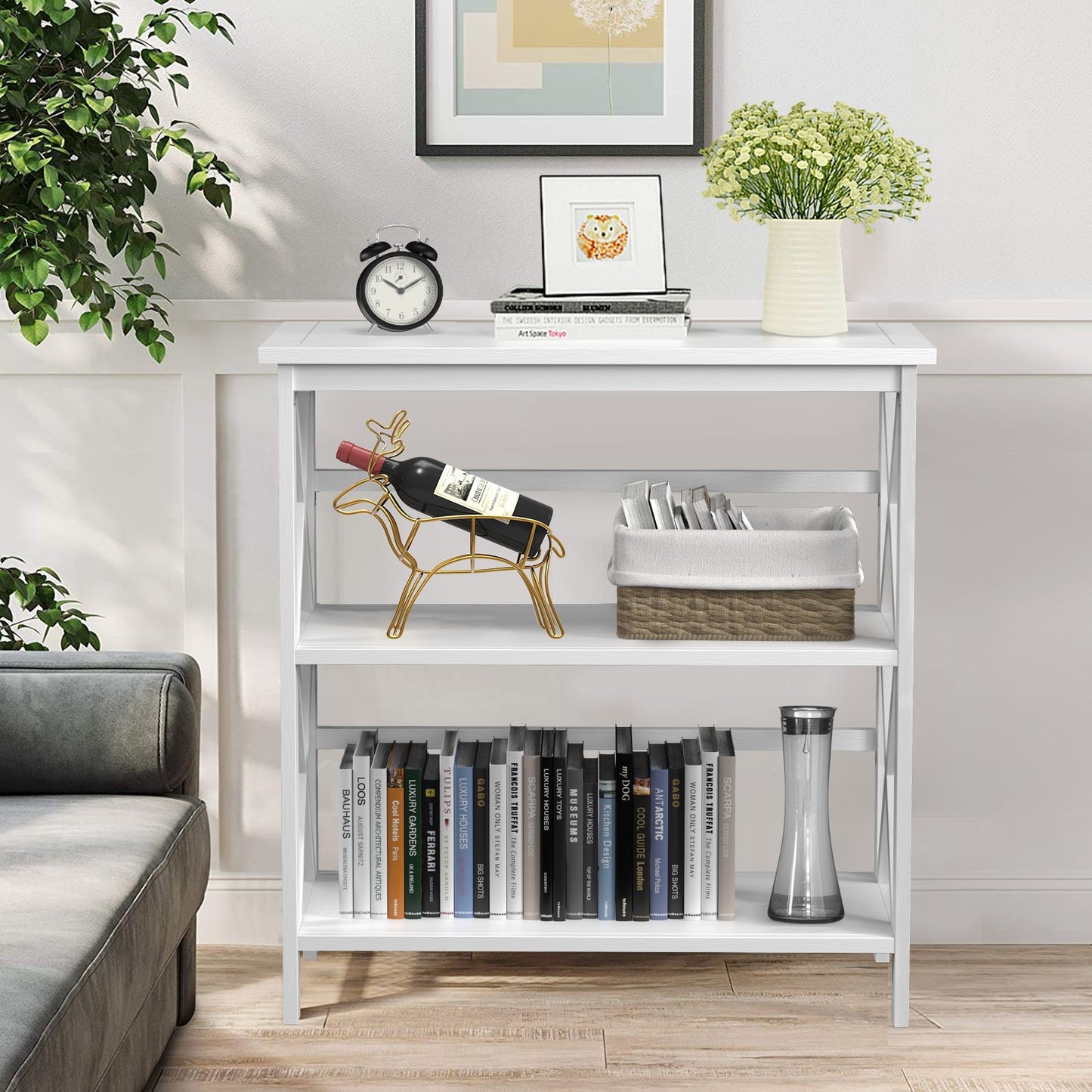 3-Tier Multi-Functional Storage Shelf Units Wooden Open Bookcase and Bookshelf, White at Gallery Canada