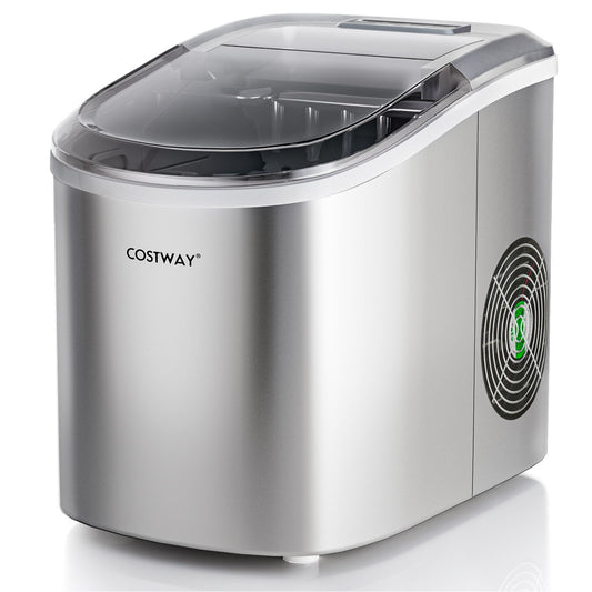 Countertop Automatic Ice Maker Machine  27Lbs/24 Hrs with Scoop and Basket, Silver at Gallery Canada