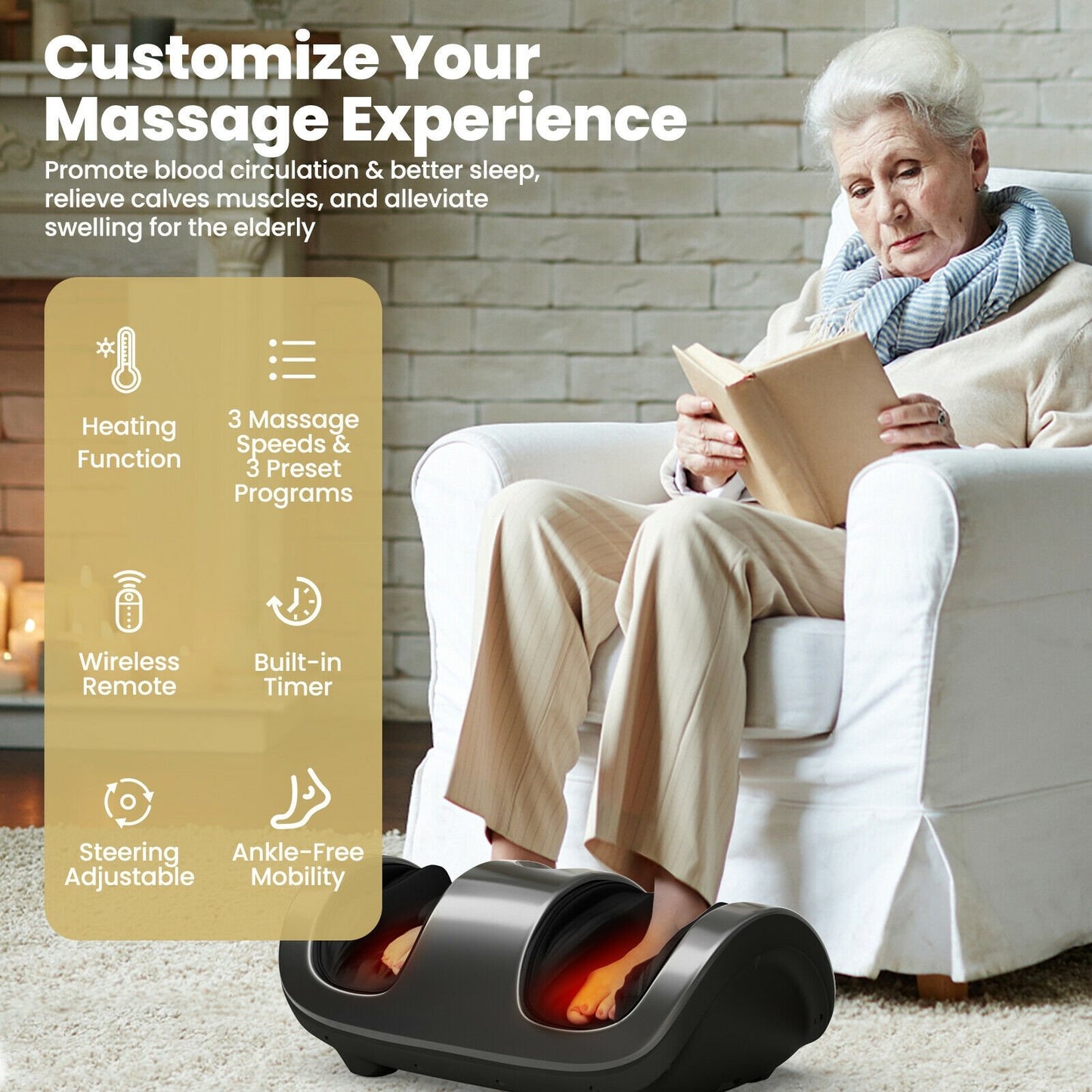 Shiatsu Foot Massager with Kneading and Heat Function, Gray at Gallery Canada