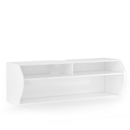 48.5 Inch 2 Tier Modern Wall Mounted Hanging Floating Shelf, White at Gallery Canada