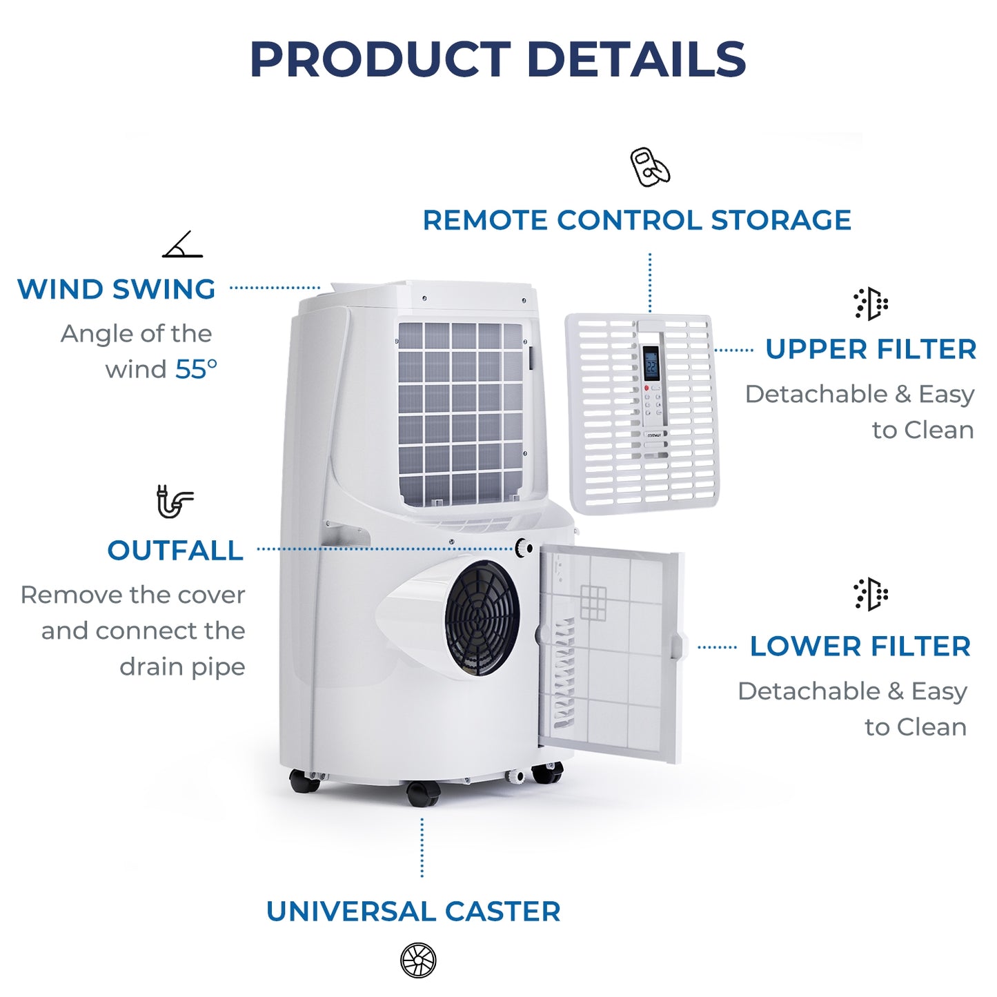 12000 BTU Portable Air Conditioner, With Remote, White Portable Air Conditioners at Gallery Canada