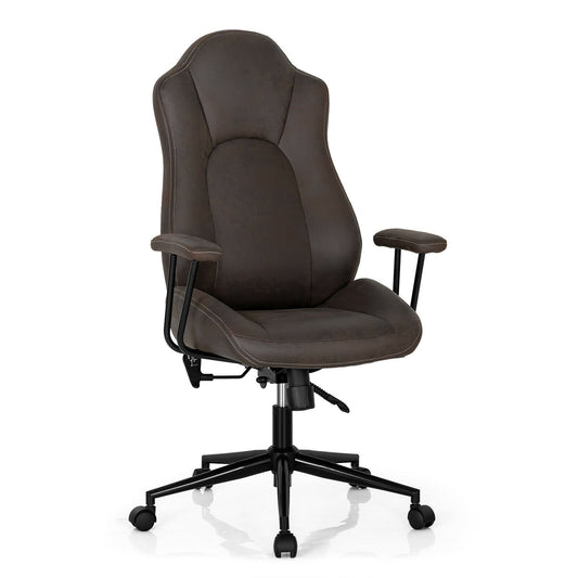 High Adjustable Back Executive Office Chair with Armrest, Brown