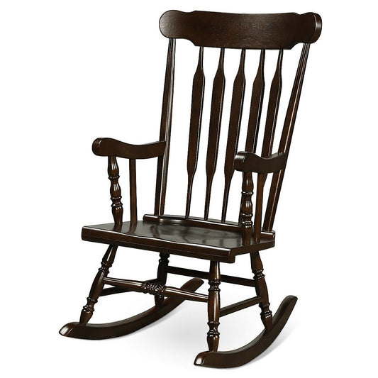 Solid Wood Porch Glossy Finish Rocking Chair, Brown at Gallery Canada