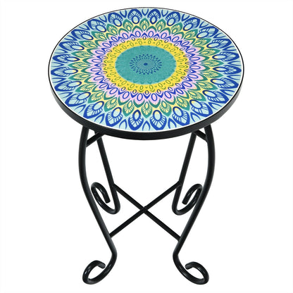 Folding Mosaic Side Table for Living Room, Multicolor at Gallery Canada