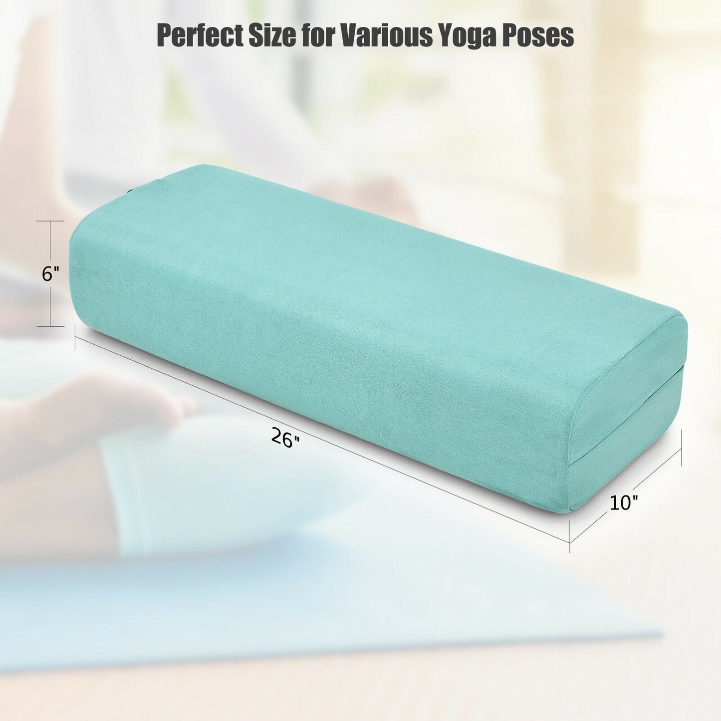 Yoga Bolster Pillow with Washable Cover and Carry Handle, Green at Gallery Canada