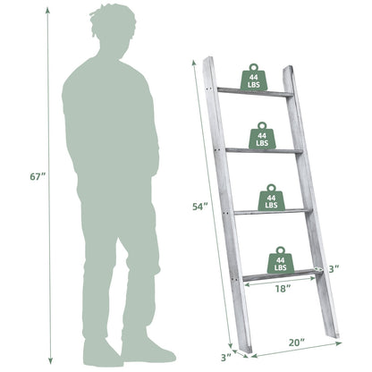 4-Tier Wall Leaning Ladder Shelf Stand, Gray at Gallery Canada