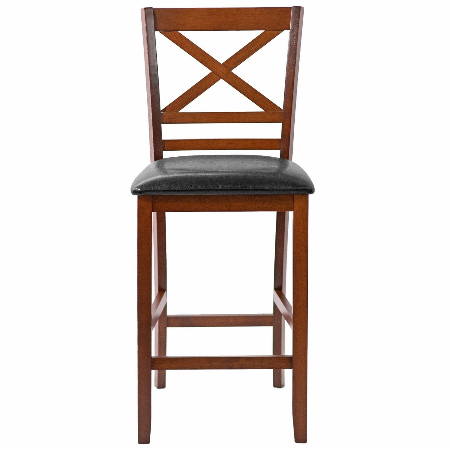 Set of 2 Bar Stools 25 Inch Counter Height Chairs with PU Leather Seat, Walnut at Gallery Canada