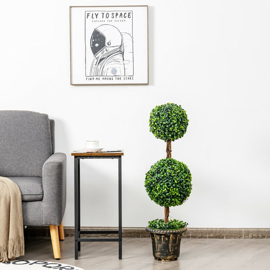 36 Inch Artificial Double Ball Tree, Indoor Outdoor UV Protection, Green Faux Plants Green at Gallery Canada