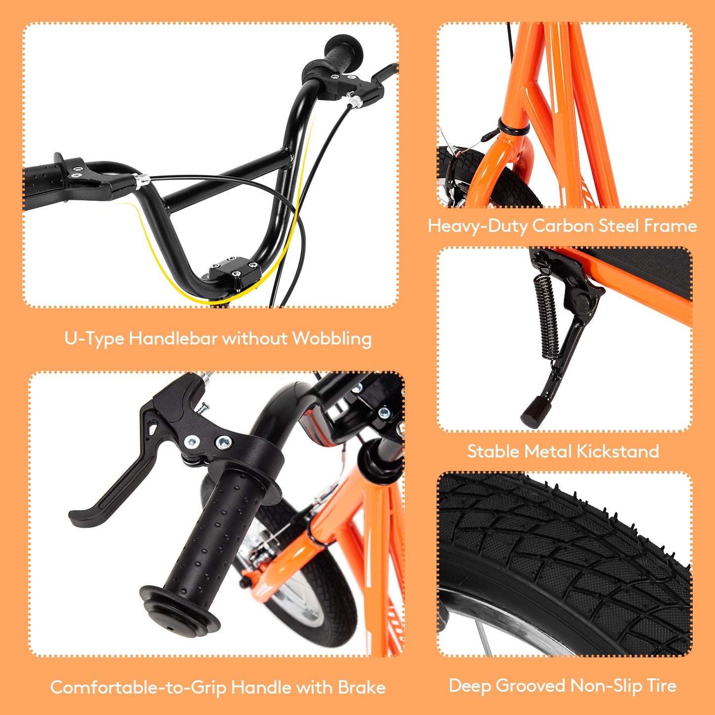 Height Adjustable Kid Kick Scooter with 12 Inch Air Filled Wheel, Orange Scooters at Gallery Canada