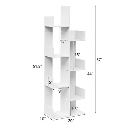 8-Tier Bookshelf Bookcase with 8 Open Compartments Space-Saving Storage Rack , White at Gallery Canada