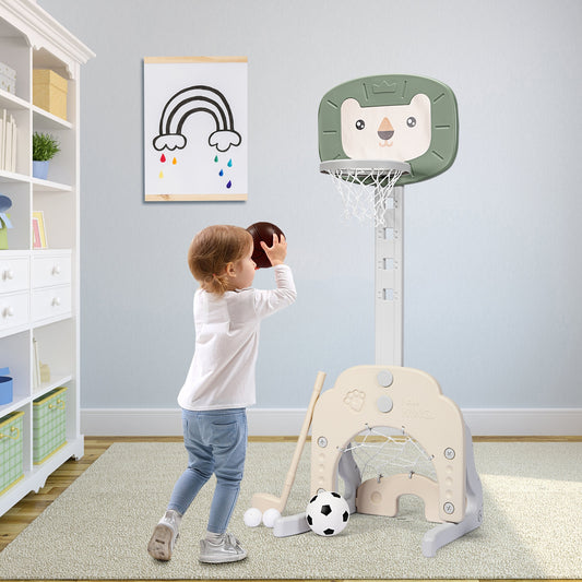 3-in-1 Adjustable Kids Basketball Hoop Sports Set, Green Toy Sports Green at Gallery Canada