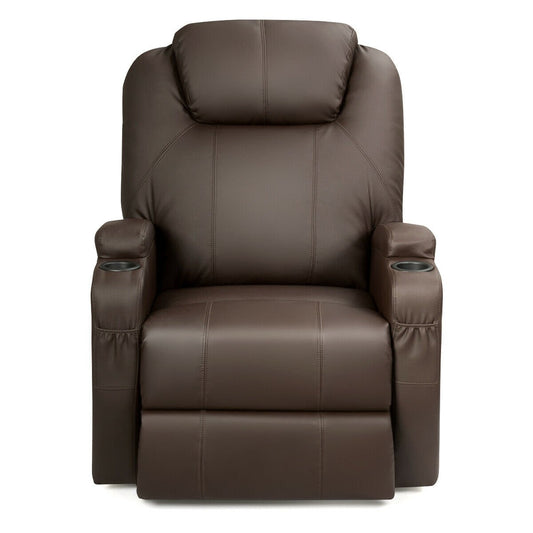 Heated Vibration Massage Power Lift Chair with Remote, Brown