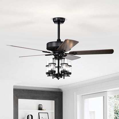 50 Inch Noiseless Ceiling Fan Light with Explosion-proof Glass Lampshades, Black at Gallery Canada