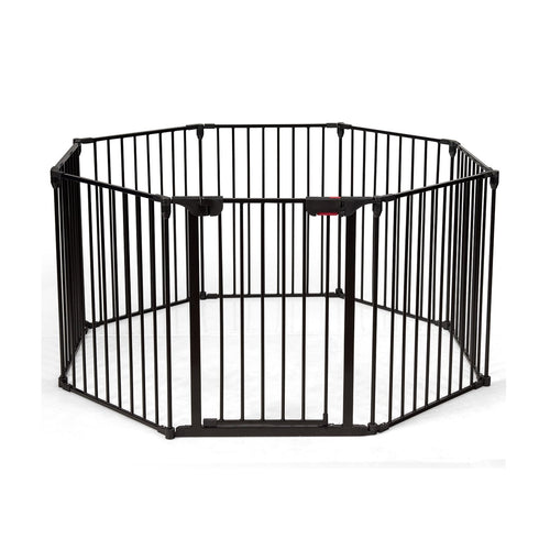 Adjustable Panel Baby Safe Metal Gate Play Yard, Black