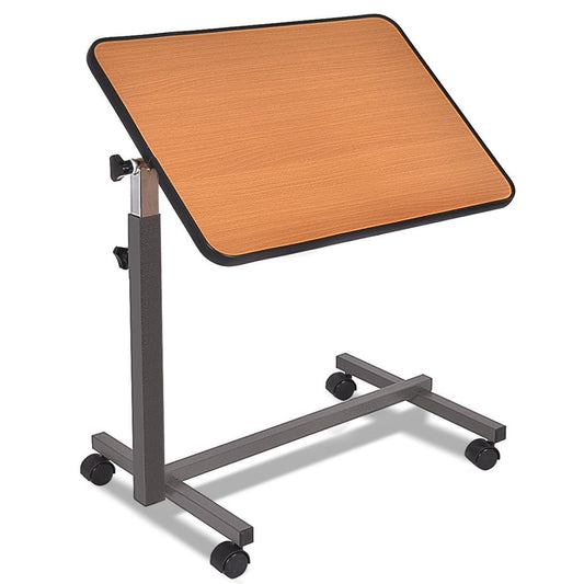 Overbed Rolling Food Tray Table, Natural