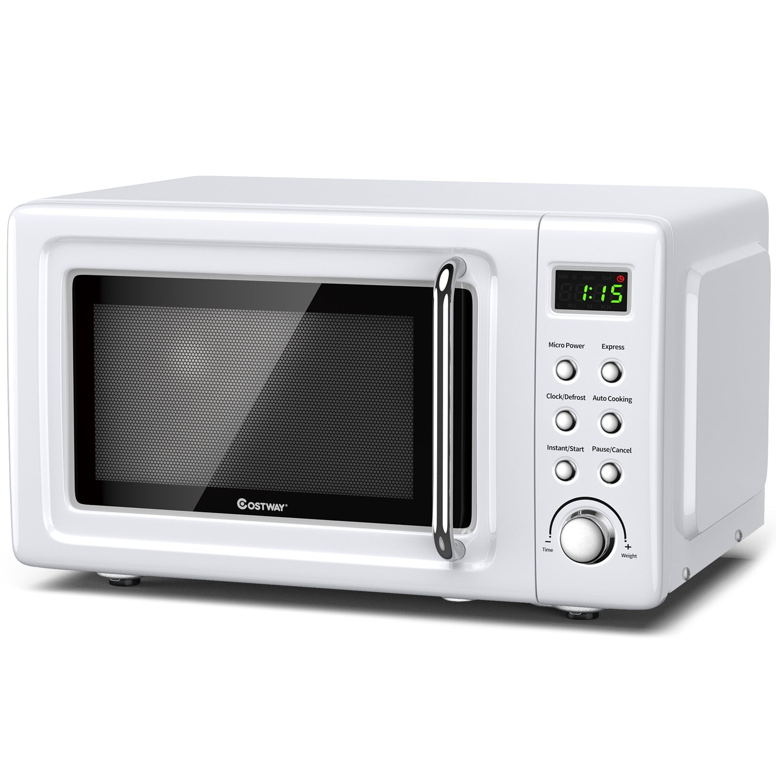 700W Retro Countertop Microwave Oven with 5 Micro Power and Auto Cooking Function, White Toaster Ovens at Gallery Canada