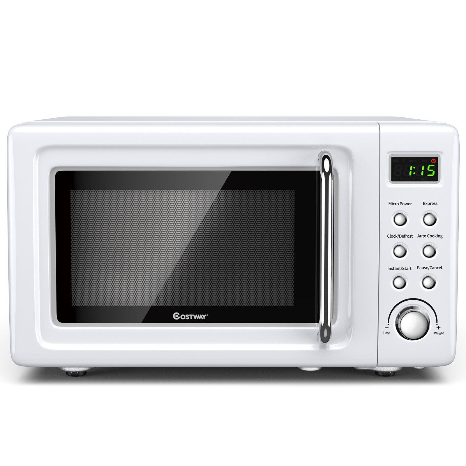 700W Retro Countertop Microwave Oven with 5 Micro Power and Auto Cooking Function, White Toaster Ovens at Gallery Canada