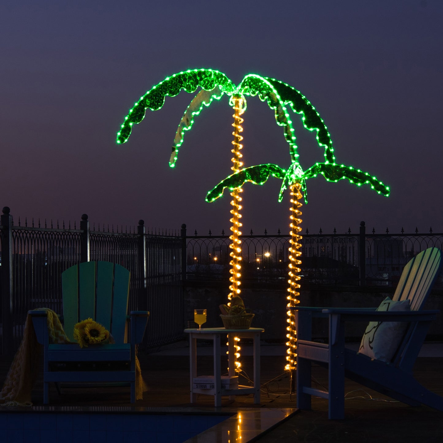 5 Feet LED Pre-lit Palm Tree Decor, Green