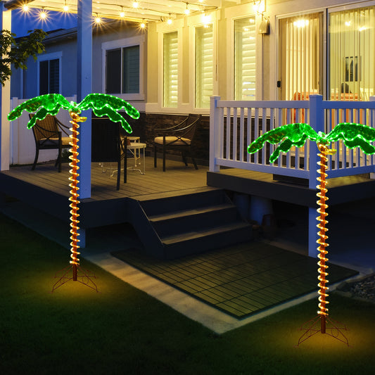 5 Feet LED Pre-lit Palm Tree Decor, Green