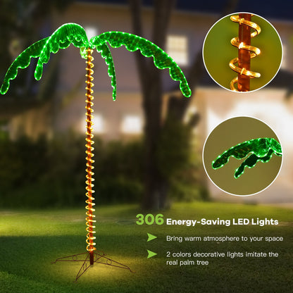 7 Feet LED Pre-lit Palm Tree Decor with Light Rope, Green at Gallery Canada