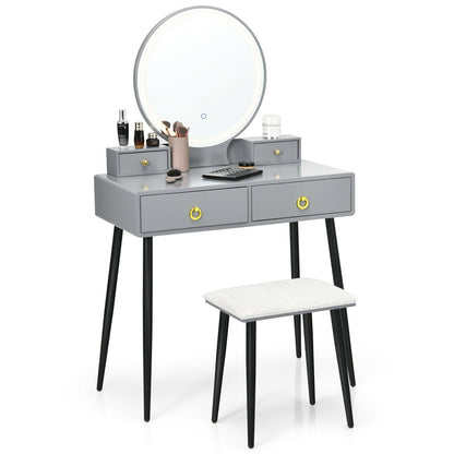 Vanity Table Set with Mirror, Gray at Gallery Canada