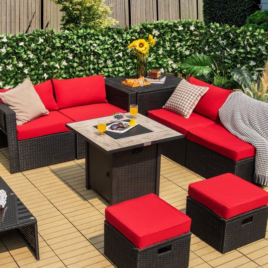 30 Inch Square Propane Gas Fire Pit Table, Ceramic Tabletop, Gray Fire Pit Tables Gray at Gallery Canada