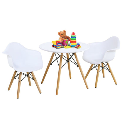 3 Pieces Kid's Modern Round Table Chair Set, White at Gallery Canada