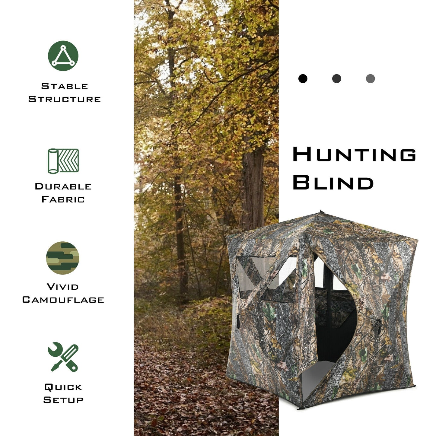 3 Person Portable Pop-Up Ground Hunting Blind, Tie-Downs Tents at Gallery Canada