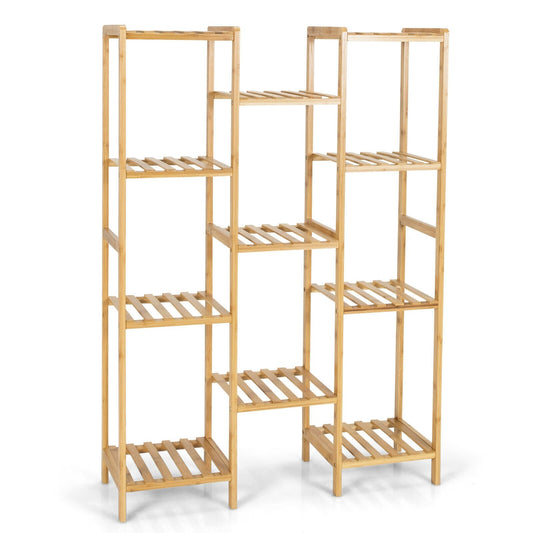 9/11-Tier Bamboo Plant Stand for Living Room Balcony Garden-11-Tier, Natural