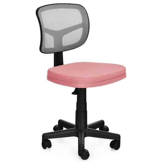 Armless Computer Chair with Height Adjustment and Breathable Mesh for Home Office, Pink at Gallery Canada