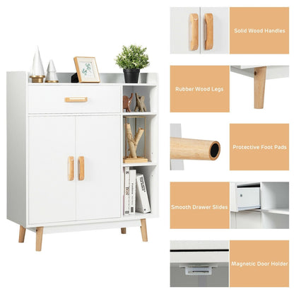 Floor Storage Cabinet Free Standing Cupboard Chest, White