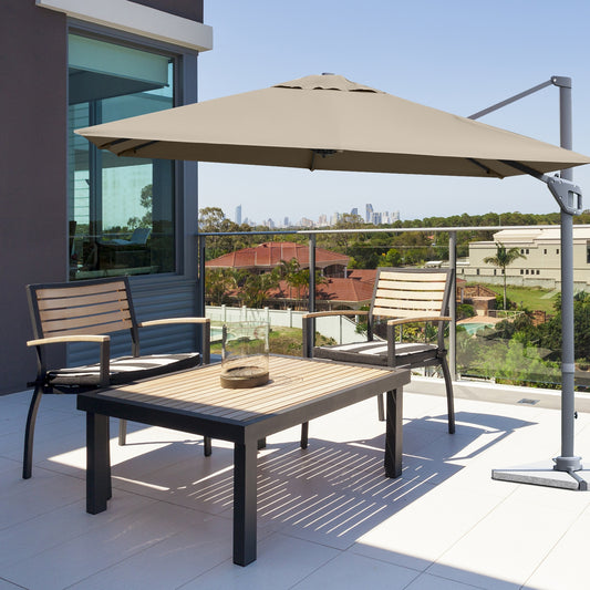 10x10 Feet Patio Cantilever Umbrella, Aluminum 360-Degree Rotation Tilt, Coffee Outdoor Umbrellas Coffee at Gallery Canada