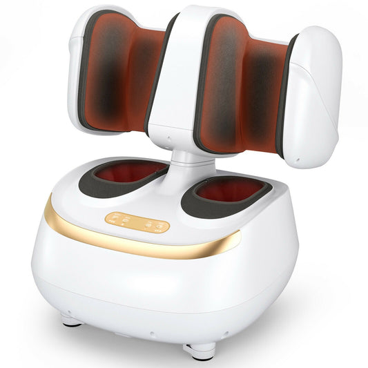 2-in-1 Foot and Calf Massager with Heat Function, White
