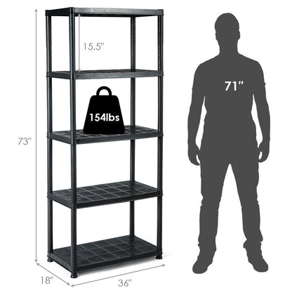5-Tier Storage Shelving Freestanding Heavy Duty Rack, Black at Gallery Canada